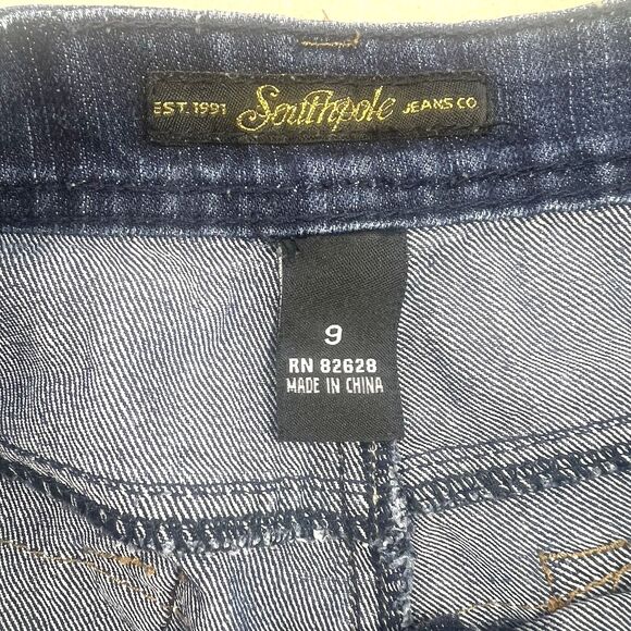 Southpole Womens Bermuda Denim Shorts With Gold Logo, Embroidered Back Pockets - Picture 13 of 14
